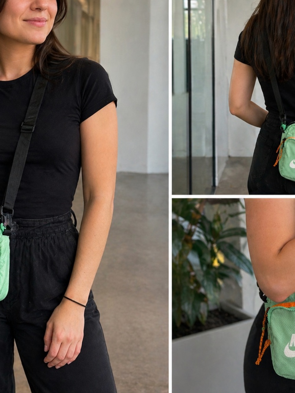 Nike Mint Green Crossbody Bag with Black Strap